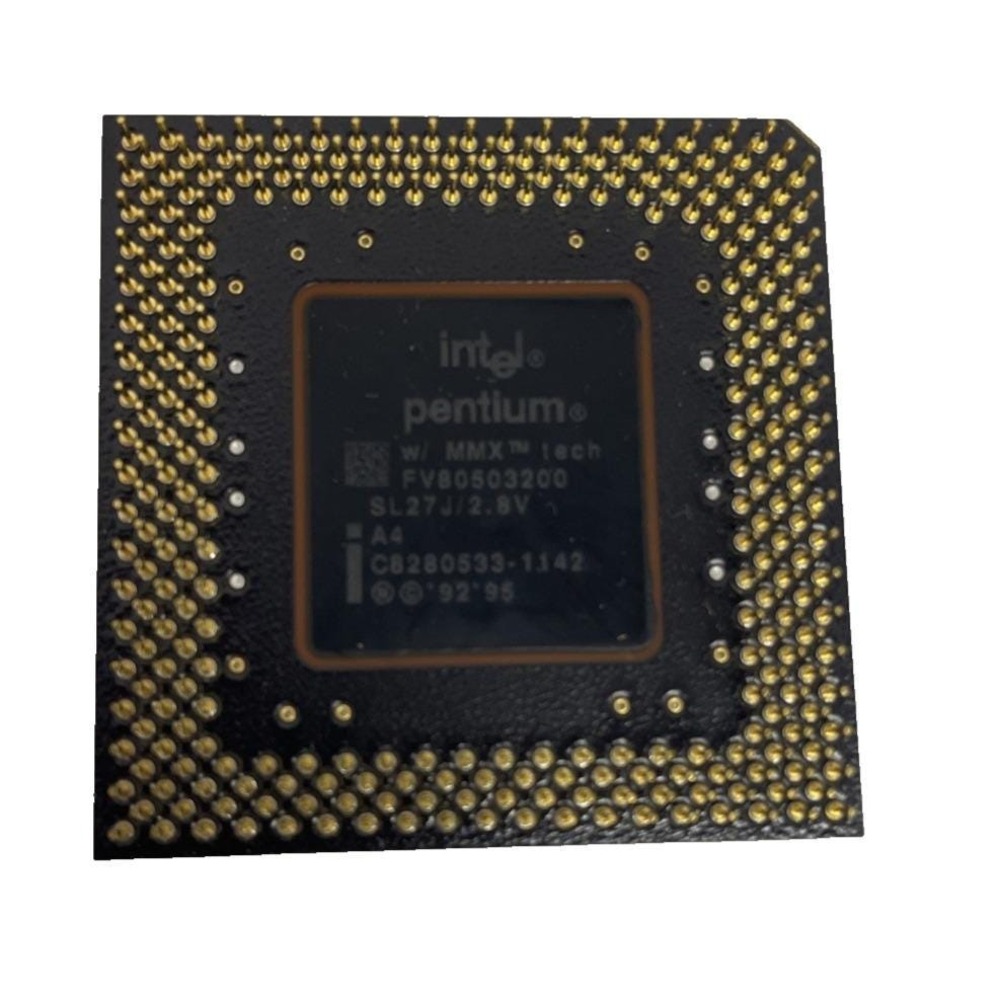 Intel Pentium MMX CPU SL27J 2.8V Vtg 1996 Ceramic Processor Gold Pin Collectible